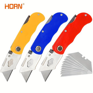 1/2/3pcs Multifunction Folding Knife, Portable Pocket Knife, Electrician Utility Knife With 10pcs Blades Paper Cutter DIY Hand Tools, Stainl