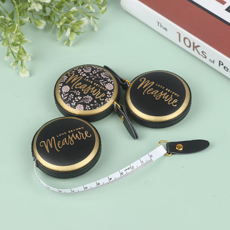 1pc 1.5m Portable Retractable Vintage PU Leather Mini Tape Measure Nostalgia Measure Ruler Retro Sewing Centimeter Inch Roller Scale