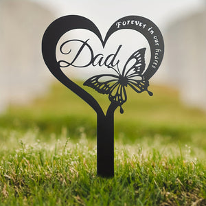 1pc Cemetery Decorations For Grave Metal Grave Marker Dad Memorial Garden Stake Butterfly Remembrance Plaque Waterproof Sympathy Grave Stake