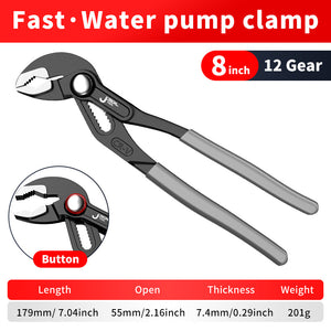 Water Pump Pliers Quick-Release Plumbing Pliers Pipe Wrench Adjustable Water Pipe Clamp Pliers Household Hand Tools Multi-functional Kitchen