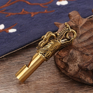 Loud and Durable Solid Brass Dragon Head Emergency Whistle for Survival