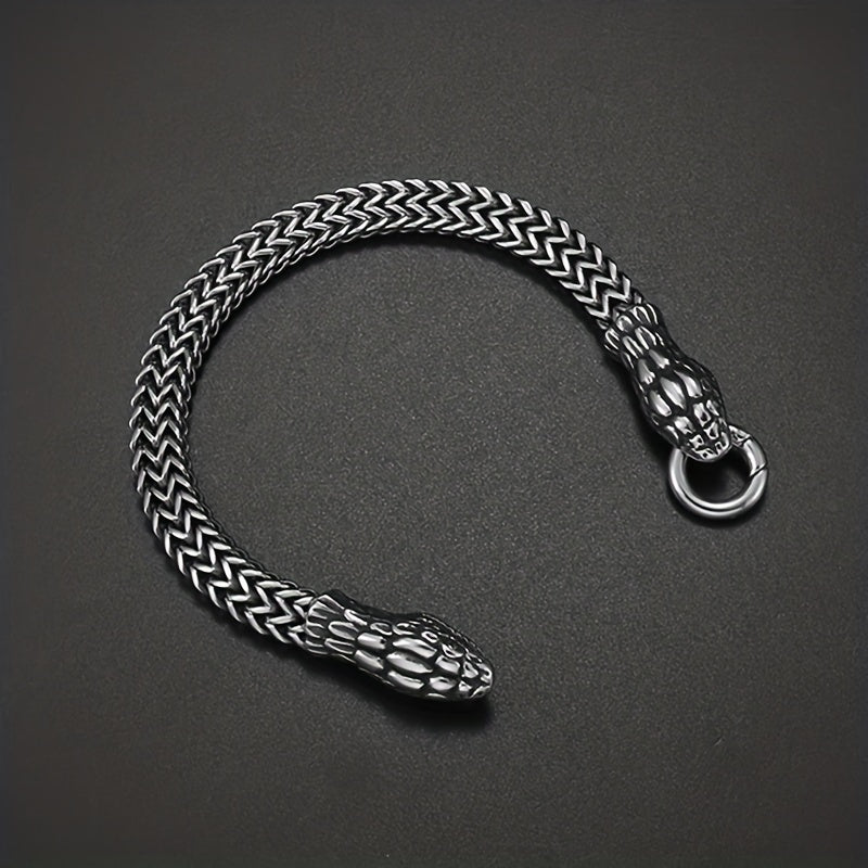 Men's Stainless Steel Snake Head Curb Chain Bracelet Punk Bracelet Motorcycle Daily Jewelry Gift