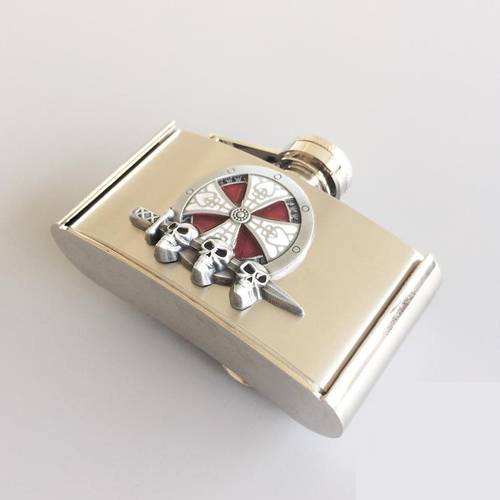 Enamel Cross Celtic Knot 3oz Stainless Steel Flask Belt Buckle US Local Shipping