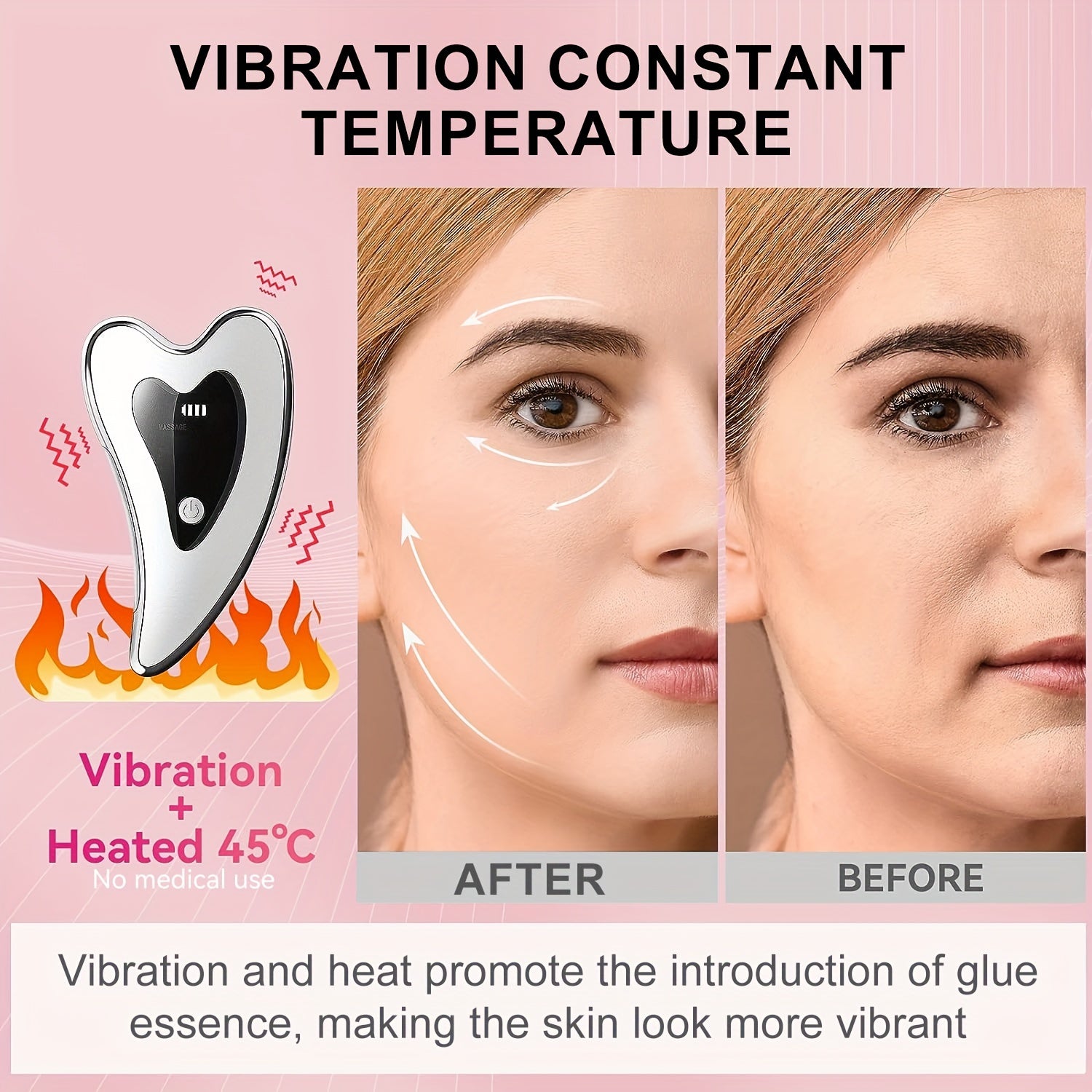 Household - Electric Gua Sha Tool Facial Gua Sha Board Face Massager Heating Plate - High Frequency Vibration -LED Red Light Blue Massager