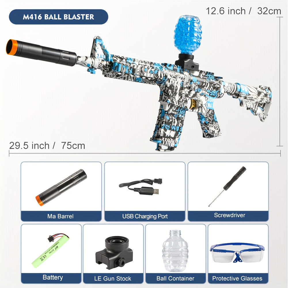 Electric AKM/M4 Splatter Blaster, Gel Blaster Gun With Water Beads And Goggles, Toy Gun For Outdoor Activities And Shooting Game, Adult Toys