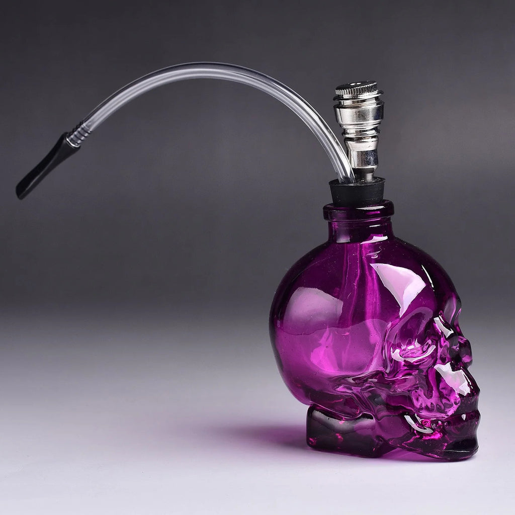 3.5'' US Stock Portable Purple SKULL Water Pipe Glass Hookah Smoking Shisha  Skeleton Glass Bottle Accessories Men Gift