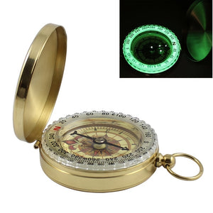 1pc Waterproof Luminous Compass Camping Hiking Brass Compass Portable Compass Navigation Outdoor Survival Emergency Tool