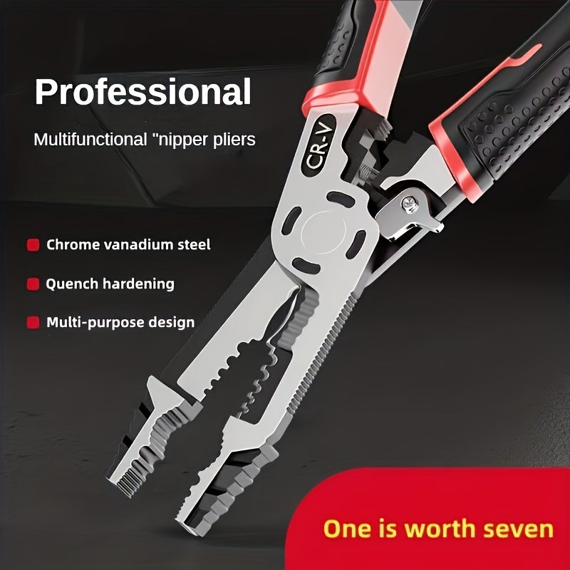 1pc Wire Stripper, Multi-functional Ten-in-one Wire Pliers, Universal Skinning Needle-nose Pliers, Wire Cutters, Cutting Steel Wire Labor-sa