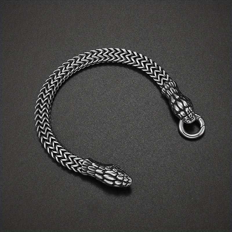 Men's Stainless Steel Snake Head Curb Chain Bracelet Punk Bracelet Motorcycle Daily Jewelry Gift