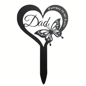 1pc Cemetery Decorations For Grave Metal Grave Marker Dad Memorial Garden Stake Butterfly Remembrance Plaque Waterproof Sympathy Grave Stake