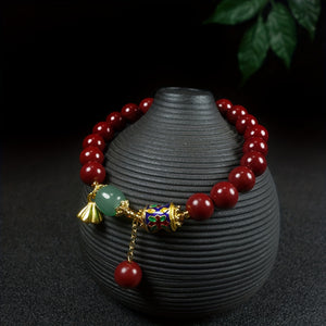 1pc Natural Raw Ore Cinnabar Trendy Pendant Bracelet Men Bracelet Lotus Root Pendant Bracelet