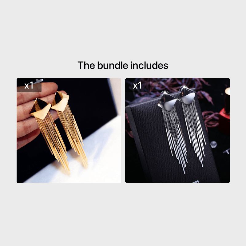 Fashionable Jewelry Exaggerated Geometric Square Long Tassel Stud Earrings