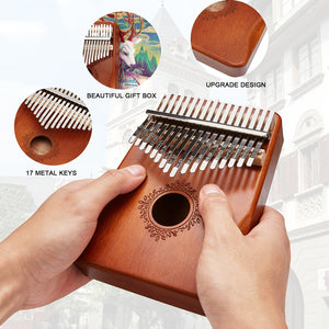 17 Keys Kalimba Thumb Piano, Ergonomic Portable Finger Piano, Retro Style Mbira Finger Piano With Study Instruction And Tune Hammer, Music G