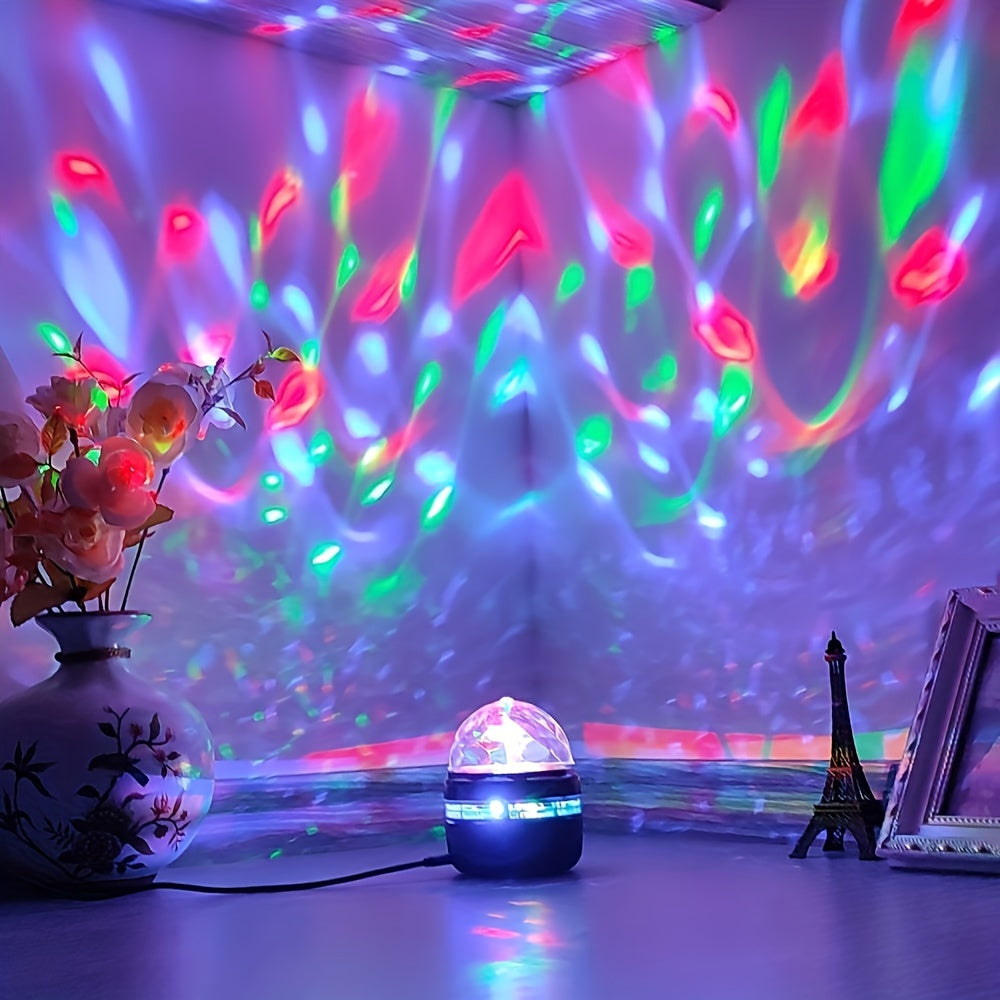 1pc LED Star Projector Ocean Wave And Nebula Night Light Room Rotating Star Projector Light Bedroom Romantic Decor Party Decor.