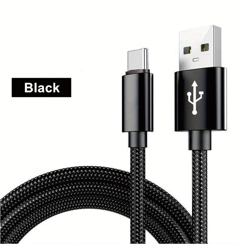 Multi-Device Quick Charge: Durable Nylon USB-C to USB Cable with High-Speed Data Sync - Universal & Glossy