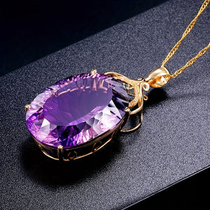 Luxury Amethyst Pendant Necklace Hollow Crown Alloy Pendant For Party Banquet Gift Ornaments