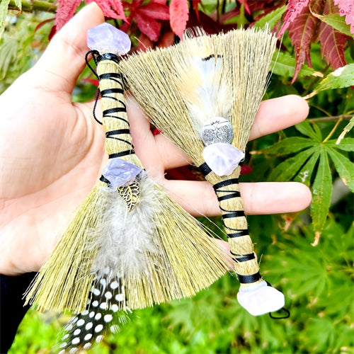 Natural Crystal Wand Home Decor,Crystal Gifts,Magic Broom,Table Decor,Perfect Wizard Accessory For Halloween