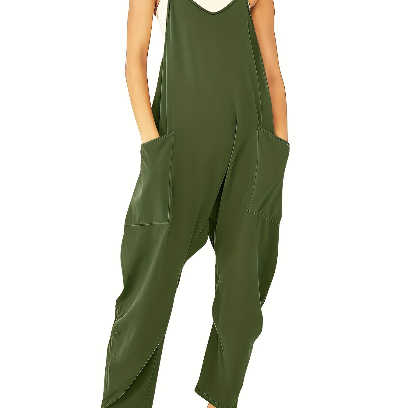 Chic Breezy Cami Jumpsuit - Solid Color, Versatile & Comfortable - Perfect for Spring & Summer Days, Women’s Fashion