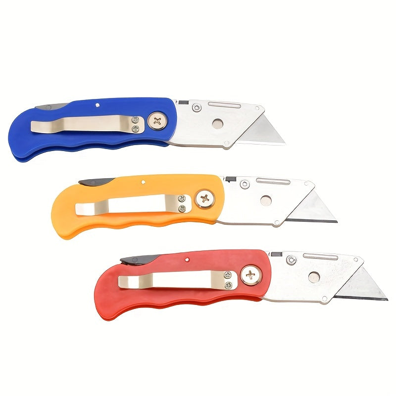 1/2/3pcs Multifunction Folding Knife, Portable Pocket Knife, Electrician Utility Knife With 10pcs Blades Paper Cutter DIY Hand Tools, Stainl