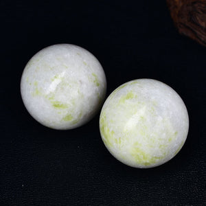 Green Jade Sphere Healing Crystal Ball Clear White Quartz Meditation Decor Stone