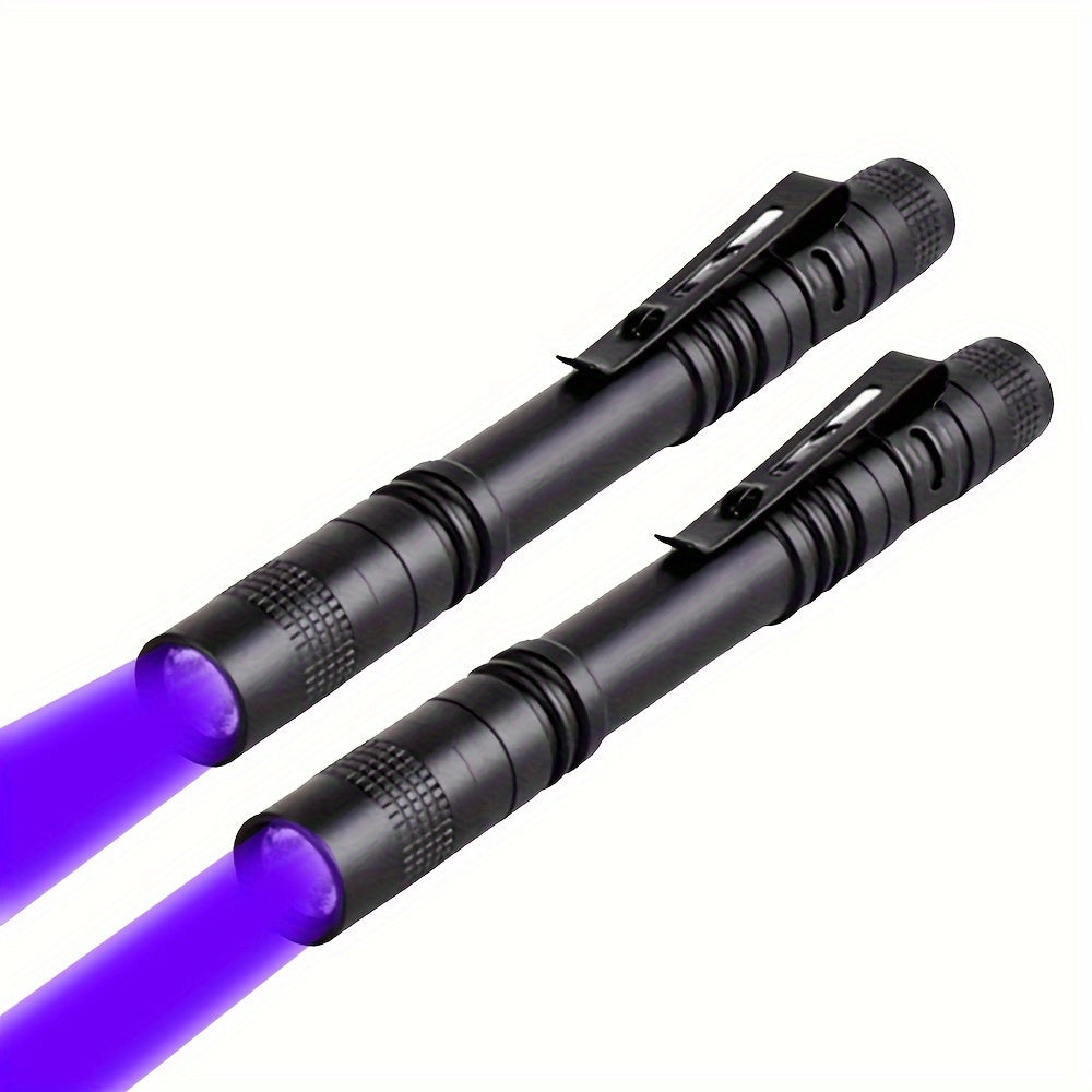 1/2pcs 395nm UV Black Light Flashlight, Small Portable Pocket Pen Lightsfor Leak, Pet Urine, Hotel Inspection, Dry Stain And Dye Detector Ul