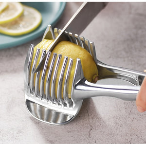 Slicer, Slice Tomatoes, Lemons, and Onions Effortlessly with this Stainless Steel Kitchen Utensil!