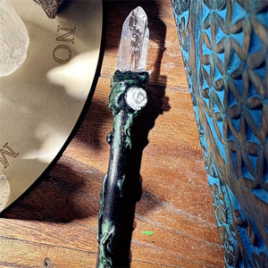 Natural Crystal Wand Home Decor,Crystal Gifts,Magic Broom,Table Decor,Perfect Wizard Accessory For Halloween