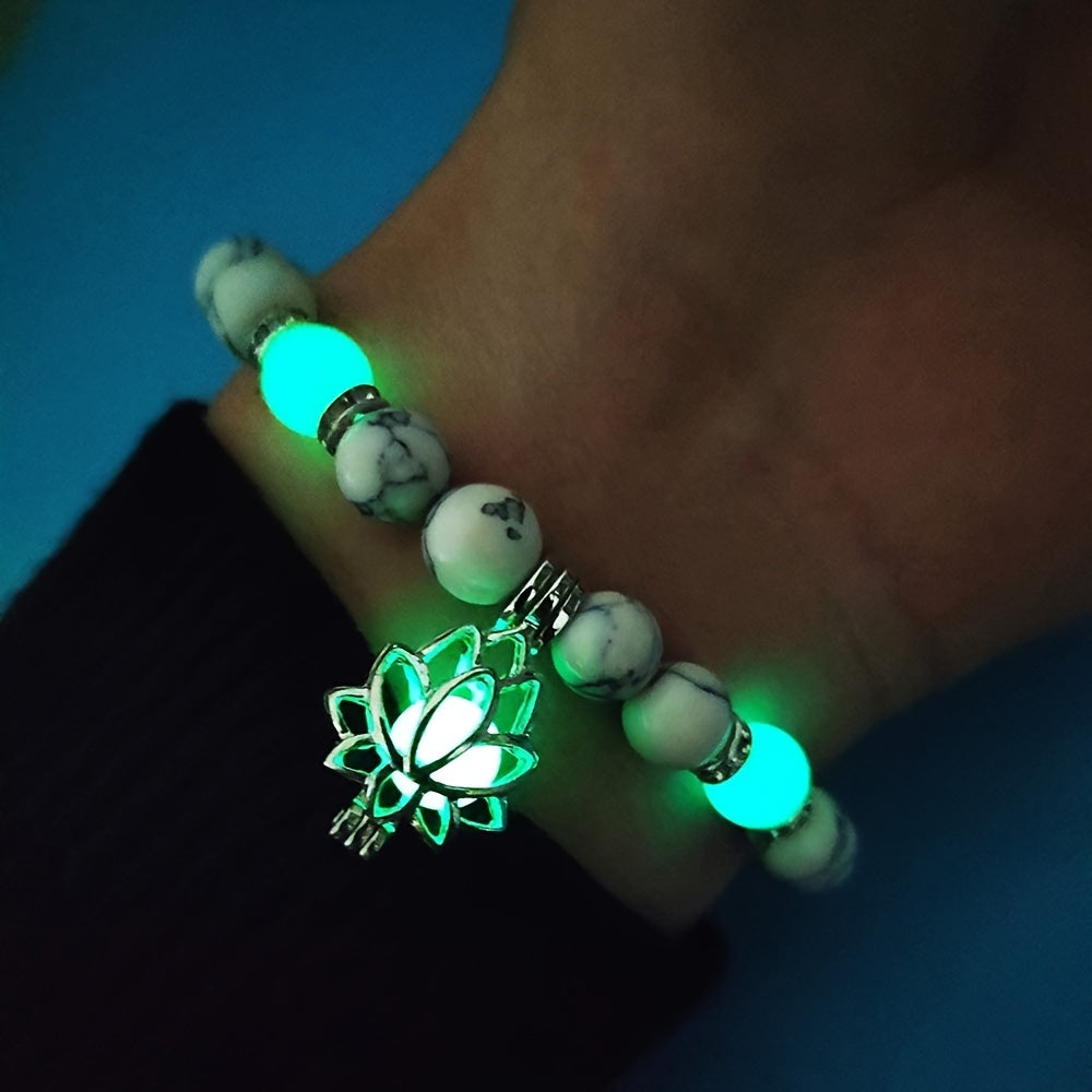 Glowing In The Dark Beaded Bracelet Turquoise Beads Hand Jewelry Decor For Women