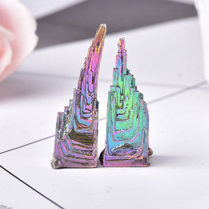 Natural Bismuth Tower Metal Mineral Pyramid Stones Gemstone Meditation Reiki Energy Healing Stone Home Decoration Raw Crystals