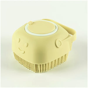 Pet Shampoo Brush, Silicone Massage Rubber Bath Comb With Shampoo Storage For Dog & Cat Grooming Tool