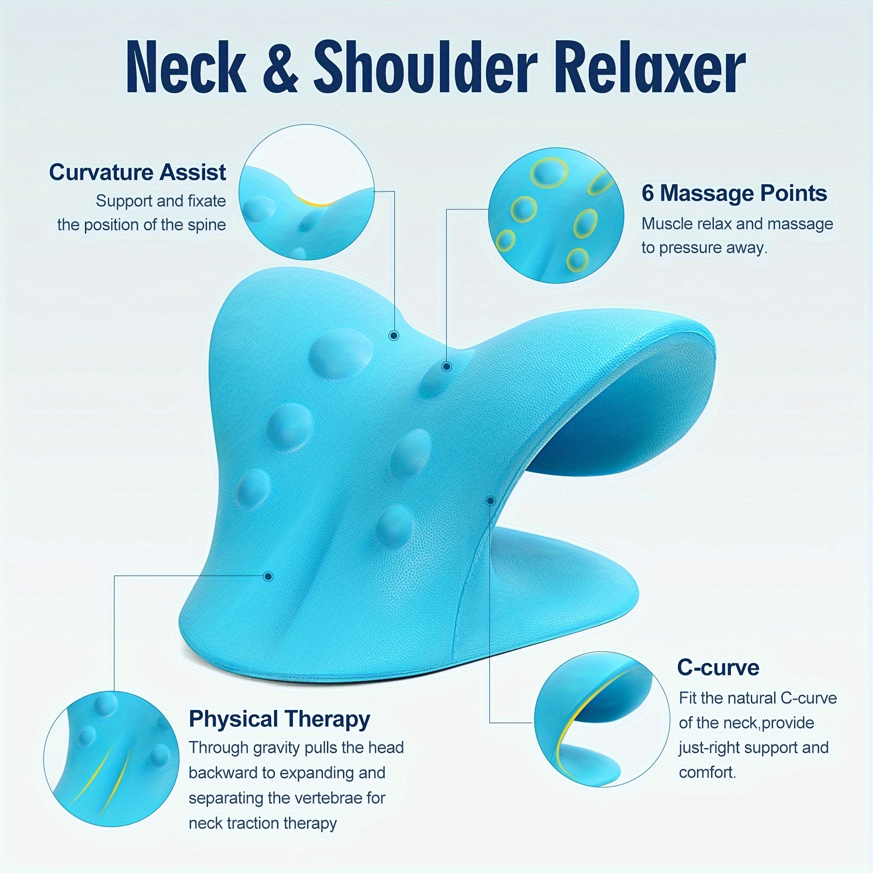 Portable EVA Neck & Shoulder Relaxer Pillow – Cervical Traction for Spine Alignment and Tension Relief, Medium Firmness