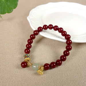 1pc Natural Raw Ore Cinnabar Trendy Pendant Bracelet Men Bracelet Lotus Root Pendant Bracelet