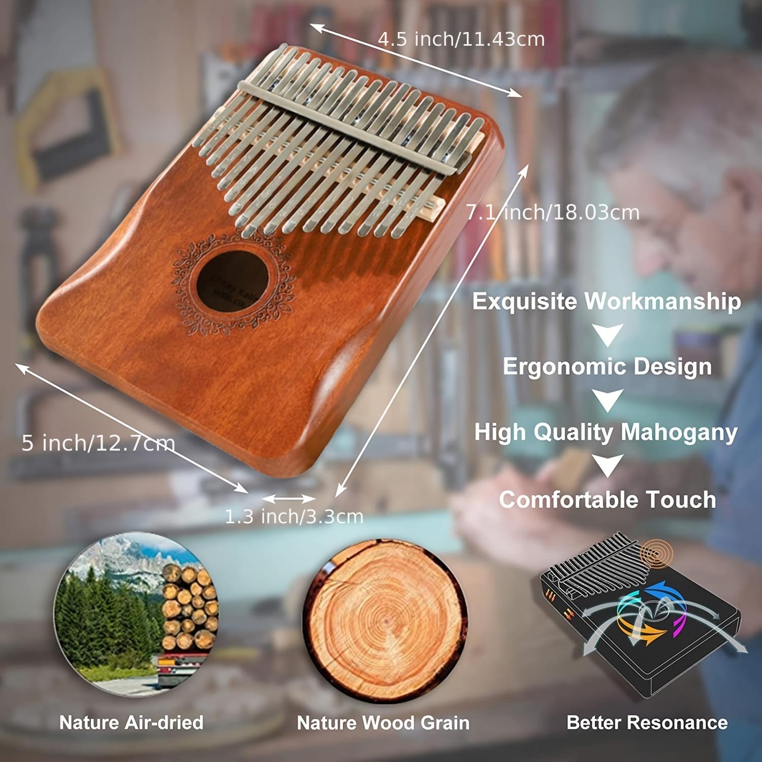 17 Keys Kalimba Thumb Piano, Ergonomic Portable Finger Piano, Retro Style Mbira Finger Piano With Study Instruction And Tune Hammer, Music G