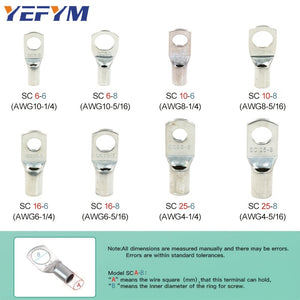 1 Set Battery Cable Copper Lug Crimping Tool, HX-50B 10-1 AWG With 60Pcs Copper Ring Terminals, 8 Sizes Cable Lugs Set