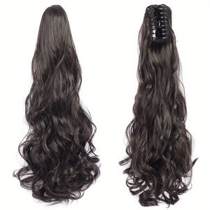 Long Wavy Ponytail Extensions - 22 Inch Claw Clip In Synthetic Hair Piece for Women and Girls - Add Volume and Style to Your Hair Hair Acces