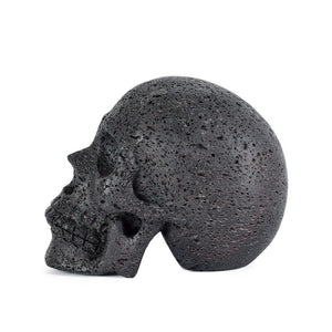 3'' Natural Lava Stone Hand Carved Crystal Black Skull Reiki Healing Specimen