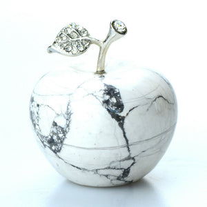 1.8''White Turquoise Apple Paperweight Figurine Carved Magnesite Specimen Gift