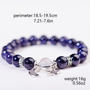 Simple Moon & Star Shape Pendant Beaded Bracelet Temperament Couple Girlfriend Bracelet Gift