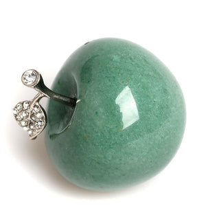 Natural Green Aventurine Crystal Apple Figurine Paperweight Craft Decoration AVG.1.77inches