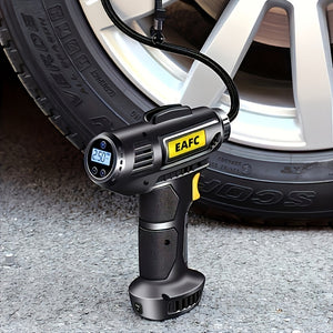 Portable Air Compressor: 150PSI Cordless Car Tire Inflator Pump With Pressure Gauge & Light - Perfect For Cars, Motorcycles & Bicycles!