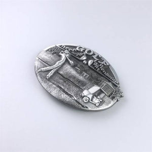 Western Zinc alloy Leather Belt Buckle Silver Plated Golf Theme Shape Pattern US Local Shipping