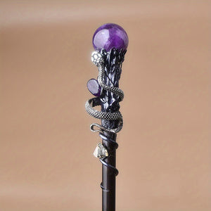 1PC Natural Crystal Wand Handmade Diy Wand, Cosplay Halloween Scepter Witch Cane Halloween Gift