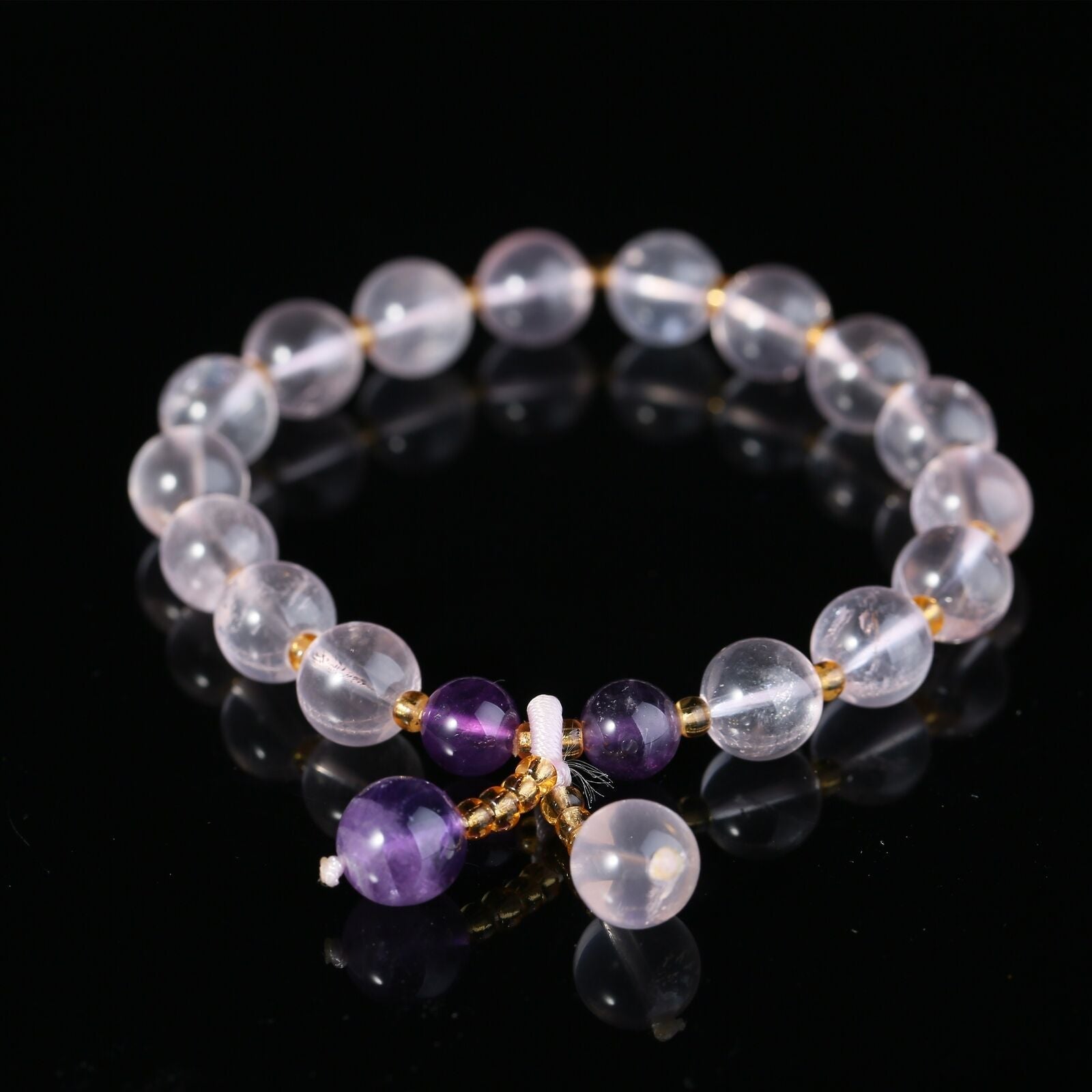 9.3mm Rose Quartz Crystal Pink Bracelets for Women Fashion Crystal Meditation