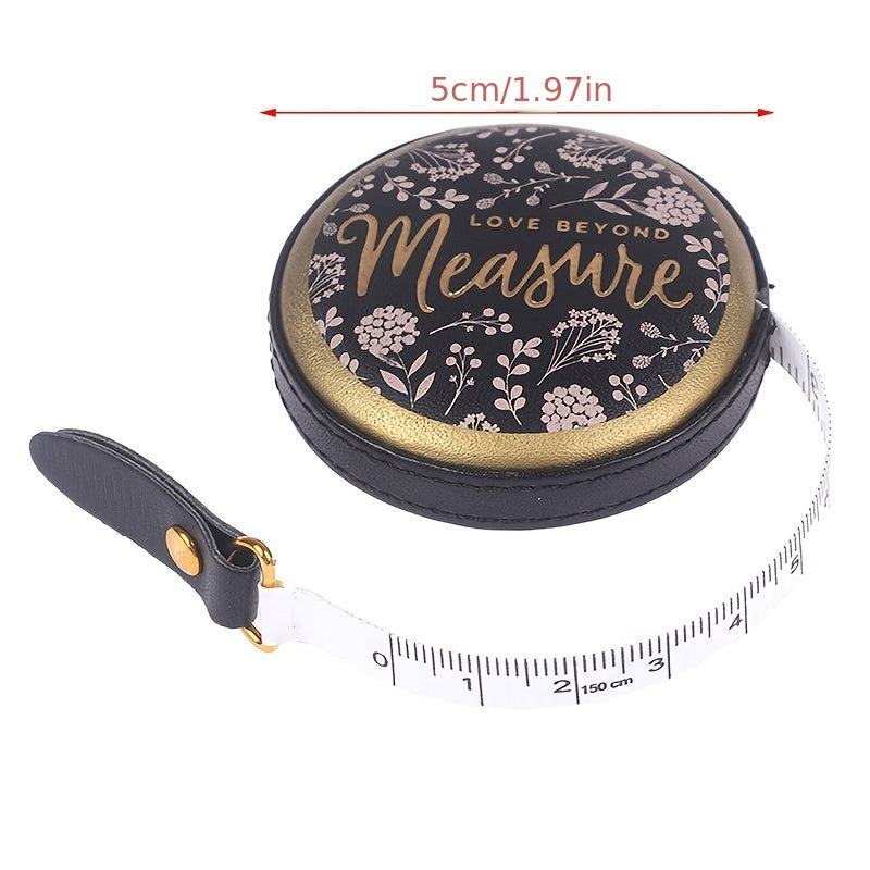 1pc 1.5m Portable Retractable Vintage PU Leather Mini Tape Measure Nostalgia Measure Ruler Retro Sewing Centimeter Inch Roller Scale