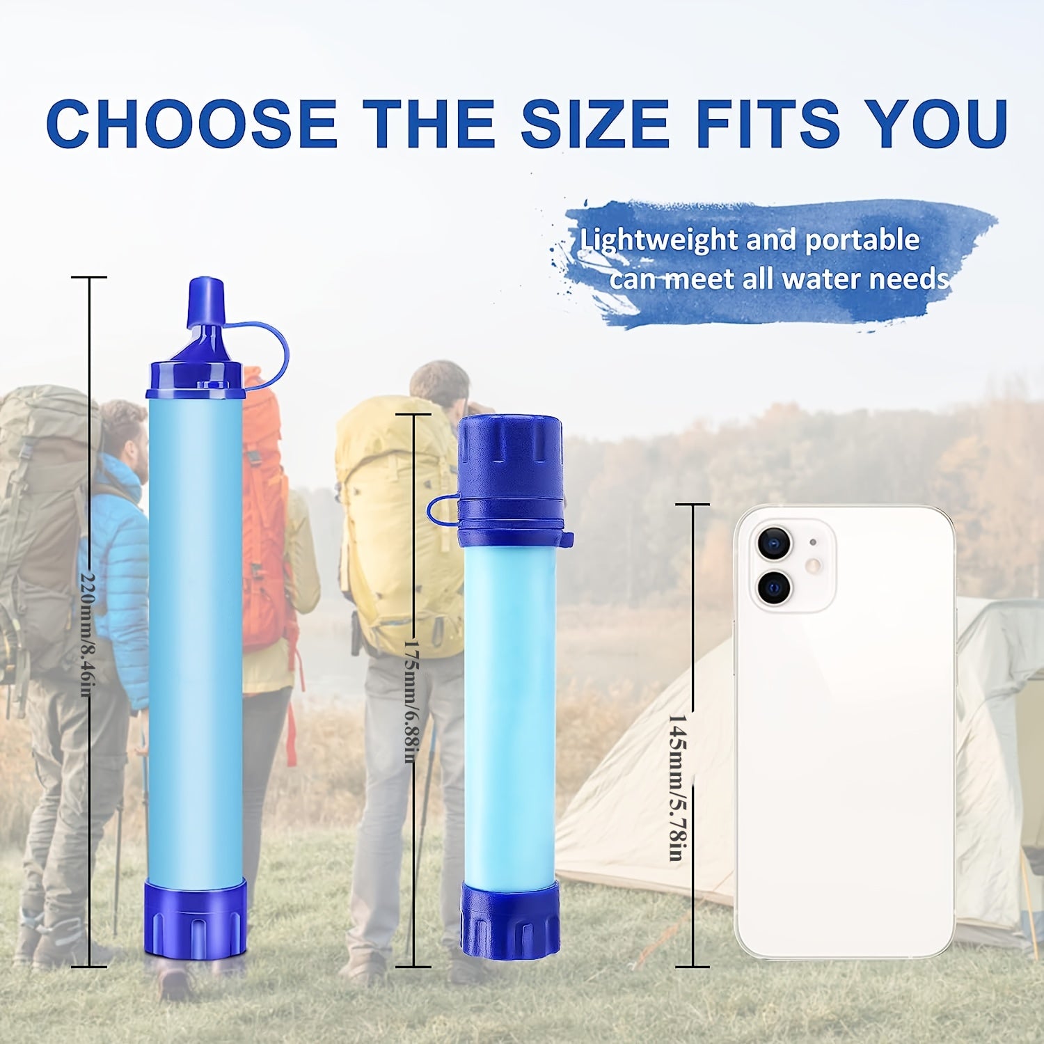 1pc Outdoor Water Filter, Personal Water Filtration Straw, Emergency Survival Gear Water Purifier For Camping Hiking Climbing Backpacking