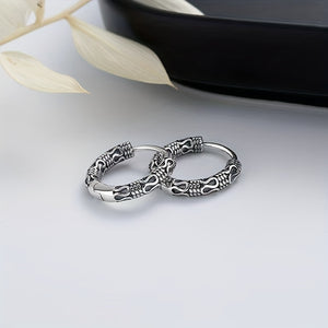 2pcs/pair Vintage Hoop Earrings With Sophisticated Punk Style Pattern For Casual Banquet Party And Gifts For Men