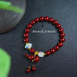 1pc 2023 New Explosive Boutique Vermilion Bracelet Peace Lock And Good Luck Gourd Pendant Matching Bracelet, Send Friends, Family Gifts