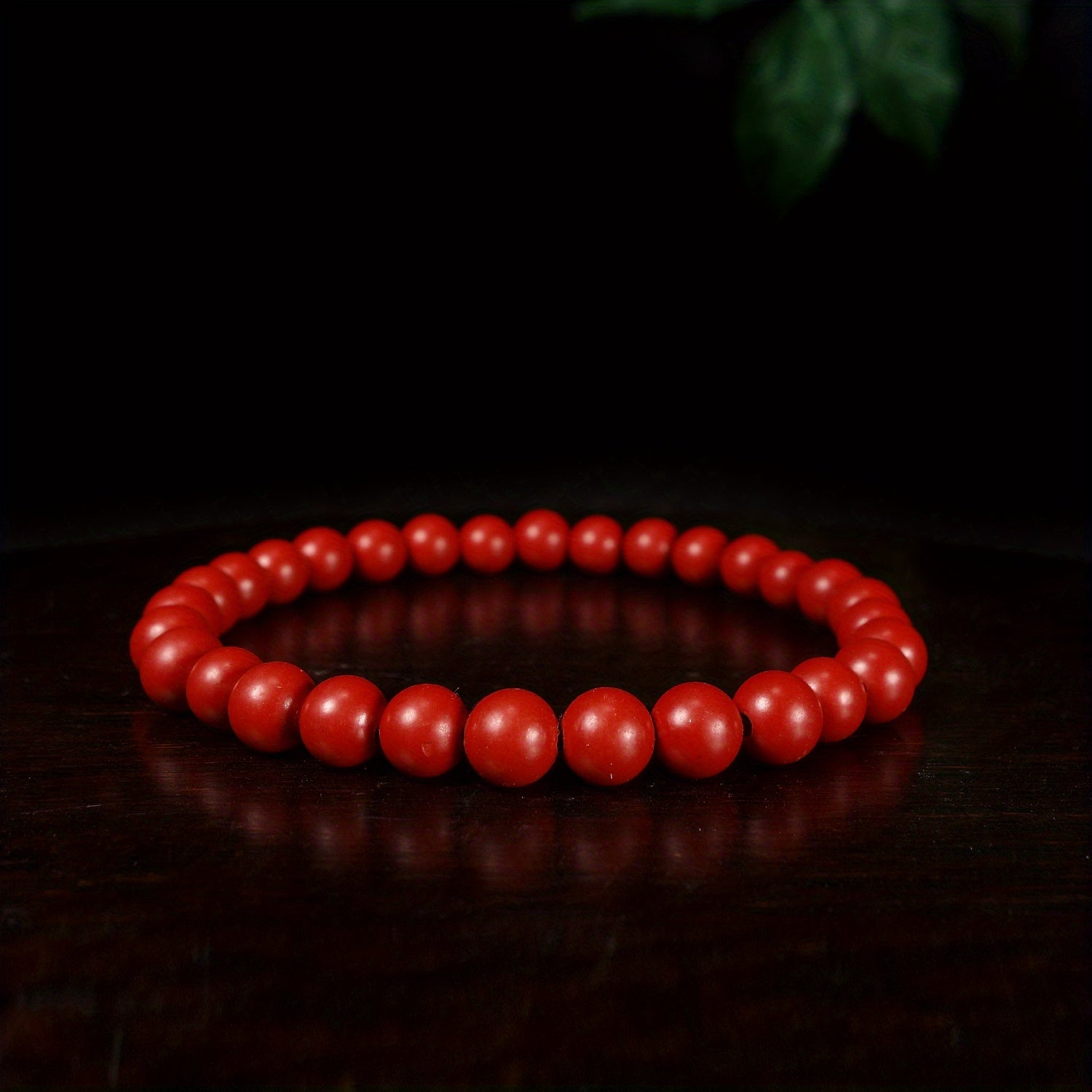 1pc Natural Ore Cinnabar Red Sand Beaded Bracelet Simple Ethnic Style Bracelet Good Luck Bracelet