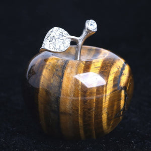 1.8Inches Natural Tiger Eye Quartz Crystal Apple Figurine Statue Paperweight Craft Decoration