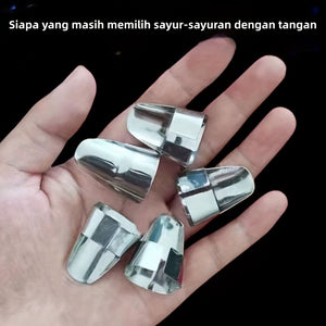 4pcs Stainless Steel Finger Protector for Vegetable Picking, Garlic Peeling, and Edamame Pinching